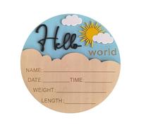 Wooden Hello Character Baby Announcement Sign for Newborn Photography Hospital Souvenir Baby Shower Nursery Wall Art Natural Wood Baby