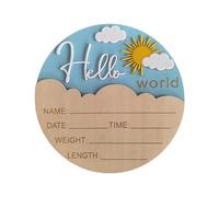Wooden Hello Character Baby Announcement Sign for Newborn Photography Hospital Souvenir Baby Shower Nursery Wall Art Shower Photo Props