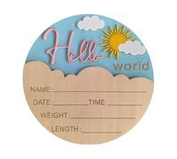 Wooden Hello Character Baby Announcement Sign for Newborn Photography Hospital Souvenir Baby Shower Nursery Wall Art Announcement Sign