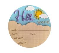 Wooden Hello Character Baby Announcement Sign for Newborn Photography Hospital Souvenir Baby Shower Nursery Wall Art Newborns Hospital Photo Accessory