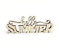 Wooden Hello Summer Table Sign,Home Farmhouse Decor,Summer Tabletop Centerpiece Freestanding Decor for Home Kitchen Counter Dining Room