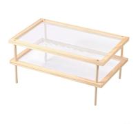 Wooden Herb Drying Rack Stackable Pasta Holder Food Dryer Stand with Net, Adjustable Layers for Flowers Plant Specimens Kitchen Storage Organization(Double Layer)