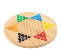 Wooden Hexagon Checkers Set - Glass Bead Puzzle Game, Chinese Tabletop Play Board | Interactive Strategy Leisure Family Fun Game, Traditional Competitive Group Activity for Friends Indoor