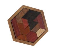 Wooden Hexagon Puzzle for Kids, Wooden Tangram Shape Puzzle Brain Teaser Geometry Logic Intelligence Puzzles, Tangram Challenge Game Jigsaw Blocks for Adults Kids
