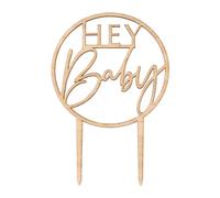 Wooden Hey Baby Shower Cake Topper