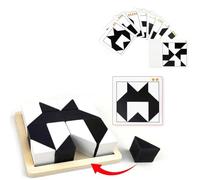 Wooden Hidden Block Puzzle Children's Black and White Puzzle Wooden Intelligence Set Find the Hidden Block Game Early Learning Logical Thinking Training Puzzles Toys for Toddlers