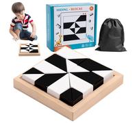 Wooden Hidden Block Puzzle Puzzle Pattern Blocks Brain Teasers Game, Black and White 3D Russian Blocks Game for Kids Montessori Educational Toy for kids aged 3+ gift