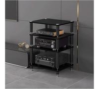 Wooden HiFi o Rack - 4 Tier Ste Cabinet for o Equint Double Wide Design Slish and o Sto Solut (Nero)