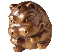 Wooden Hippo Figurine Desktop Ornament for Desk and Bookshelf | Rustic Farmhouse Retro Style, Smooth Rounded Brown Solid Wood Finish, Diy-friendly Accent for Craft Lovers