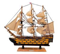 Wooden HMS Victory detailed model | Sailing gift | Wooden ships | Model battle ships | Sturdy construction | Cotton sails and rigging | 42cm (L) x 41cm (H)