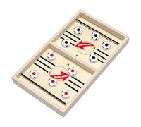 Wooden Hockey Game - Sling Puck Board Game, Hockey Table Shot Pucks, Wooden Paced Sling Board With 10 Pucks | Easy To Use Bounce Battle Top Toys For Family Night, Party, Kids Adults