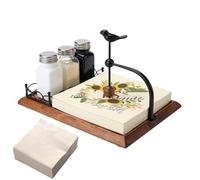 Wooden Holder for Napkin - Flat Bird Design Rack, Rustic Vintage Style, Salt Storage Stand, Dining Table Organizer | Decorative Paper Towel Dispenser for Kitchen Bedroom Living Room Bar Restaurant