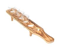 Wooden Holder - Portable Wine Glass Storage Rack With Multiple Slots, Serving Tray For Cocktail Tequila Glass Display And Organization, Decorative Bar Accessory For Hosting Guests