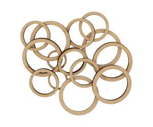 Wooden Hollow Circle Hoop Multiple Sizes - MDF Craft Shape Blank Decoration Embellishments Laser Cut DoodleTech (Size: 60mm / Pack: 50)