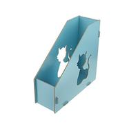 Wooden Hollow Storage Box Magazine Baskets Magazine Rack Stand Folder Desk Organiser DIY Cat Single Shelf for Filing Cabinets Archive Filing Rack Magazine Rack for Desktop Office Storage Blue