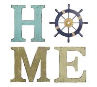 Wooden HOME Family Wall Sign Beach Style Wall Decor Cutout Block Letters Weathered Wood Hanging Wall Decor Art for House Decor