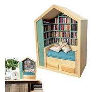 Wooden Home Kit - Book Corner Shelf Insert for Book Lovers, Book Decoration for Small Rooms | Decorative Bookcase Diorama, Creative World Kit,