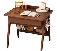 Wooden Home Office Desk with Drawers and Shelves, Writing Workstation for Study and Computer Use