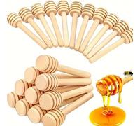 Wooden Honey Dippers - 8cm Wooden Honey Mixing Stirrer - Mini Mixing Stirrer Honeys Dipper Sticks/Drizzler Dippers for Wedding Birthday Jar Party Gift (20 pcs)