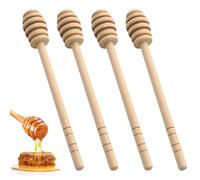 Wooden Honey Mixing Stirrer, 4 Pcs 6 Inch Honey Dipper Sticks, Honey Spoon Long Handle Wood Honey Spoon Stir Bar, Honey Drizzler for Honey Jar Dispense Drizzle Wedding Favors and Kitchen Tools