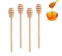 Wooden Honey Mixing Stirrer, 4PCS Wooden Honey Dipper Stick, 6 Inch Honey Dipper Sticks Honey Spoon Long Handle Wood Honey Spoon Stir Bar for Honey Jar Dispense Drizzle Honey and Kitchen Tools