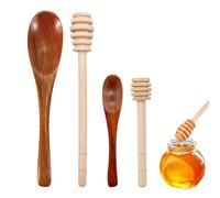 Wooden Honey Spoon Honey Stick Set, 4Pcs Natural Mixing Spoon Small Wooden Spoons for Honey Coffee Tea and Wedding Party Favors Gift