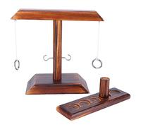 Wooden Hook capturing Game Set Traditional Ring Throwing Toy Interactive Fun Party Games for Home Bar Camping Beach Outdoor Activities Pine Wood Black 500g
