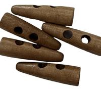 Wooden Horn Shaped Toggle Buttons 50mm Light Brown/Coffee Colour for Jackets Coats Knitting and Sewing by Beads'n'Bits