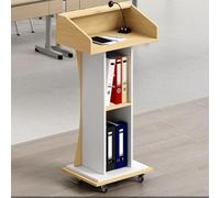 Wooden Hostess Stand,Floor Standing Mobile Podium Stand,Teacher Speaker Lecture Classroom Presentation Stand,Wedding Speech Mic Stand Space,Church Pulpit Stand(Color:Wood Grain)