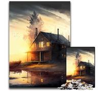 Wooden House Adult Jigsaw Puzzles 1000 Pieces Wooden Jigsaw Brain Challenge Game for Teenagers & Family Interaction 1000 PCS(75x50cm)