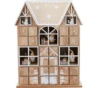 Wooden House Advent Calendar with 24 Drawers and LED Lights | Reusable Fill Your Own Christmas Advent Calendar | Festive Christmas Decoration - 37cm