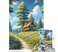 Wooden House by Forest Path 1000 Piece Jigsaws for Adults Puzzle Stimulate Active Brain And Mind Gentle Relaxing Fun Activity (50x75cm)