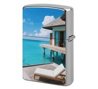 Wooden House on The Water Lighter Case Pouch Double-Sided Metal Lighter Sleeve Scratch & Drop Resistant Lighters Protector Fits Standard Kerosene Lighters Pocket Protective Cover for Camping Party