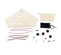 Wooden House Puzzle Kits For Children STEM Learning Physics Circuit Experiment With LED Light Change Physics Toy Wooden House With Led Light Change Stem Toy For Children Education