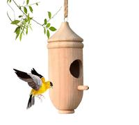 Wooden Hummingbird House, Hummingbird Feeder Bird Nest, Outside Bird Houses With Rope, Wooden Hummingbird Nest, Hummingbird Nesting House, Garden Decor Hummingbird House