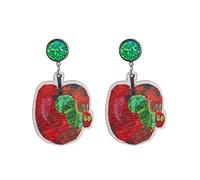 Wooden Hungry Caterpillar Dangle Earrings Cute Wood Caterpillar Earrings for Women Teen Girls Teachers Students, 1, Zinc, No Gemstone