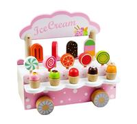 Wooden Ice Cream Playset, Pretend Role Playing Toy, Educational Food Learning Kit, Interactive Play Shop Organizer, Fun Birthday Classroom Activity Set, Wooden Ice Cream Toys for Kids