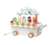 Wooden Ice Cream Shop - Pretend Serving Stand, Interactive Scoop Toys, Educational Grocery Simulation, Fine Motor Skill Builder, Colour Recognition Play Pack | Fun Group Entertainment for Preschool Cl