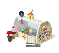 Wooden Ice Cream Toy Shop Counter Set Scoops Toppings Cones Role Play 3 Plus