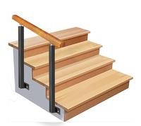 Wooden il with 2 Wrought Iron Posts Adjustable Stair Railing for Indoor & Outdoor Steps Side Wall il Support Rod for Safety Bar