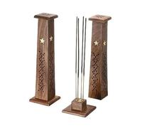 Wooden Incense Burner Box, Premium Hand Carved Wood, Incense Stick Holder Ash Catcher,Joss Sticks Storage, Meditation and Home (Burner Box - Tower)