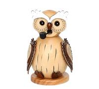 Dekohelden24 Natural Wooden Owl Incense Figurine 11.5cm