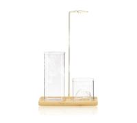 Wooden Incense Holder, Incense Burner with Detachable Mountain-Shaped Glass Ash Collector and Inverted Incense Clip, Home Accessories, Stick Holders for Yoga, Spa, Tea, Zen Meditation (Wood color) (B)