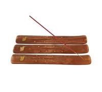 Wooden Incense Holder with Assorted Golden Designs, 25cm (Pack of 3)