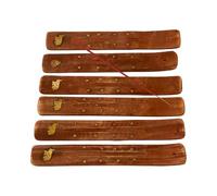 Wooden Incense Holder with Assorted Golden Designs, 25cm (Pack of 6)