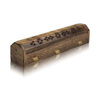 Wooden Incense Stick & Cone Burner Holder Coffin With Storage Compartment Organic Eco Friendly Ash Catcher Agarbatti Holder Rustic Style For Meditation Aromatherapy Home Fragrance Products (Antique)