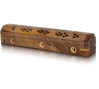 Wooden Incense Stick & Cone Burner Holder Coffin With Storage Compartment Organic Eco Friendly Ash Catcher Agarbatti Holder Rustic Style For Meditation Aromatherapy Home Fragrance Products