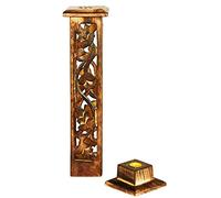 Wooden Incense Stick & Cone Burner Holder Tower Large Organic Eco Friendly Ash Catcher Agarbatti Holder Rustic Style Hand Carved For Meditation Aromatherapy Home Fragrance Products (Antique)