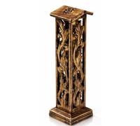 Wooden Incense Stick & Cone Burner Holder Tower Large Organic Eco Friendly Ash Catcher Agarbatti Holder Rustic Style Hand Carved For Meditation Aromatherapy Home Fragrance Products (Antique)