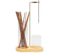 Wooden Incense Sticks Holder with Removable Glass Ash Catcher Upside Down Incense Burner Holder for Yoga, Spa, Tea, Zen Meditation (Wood)